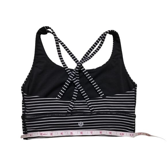 Lululemon Women's Energy Bra Long Line Black White Stripes Size 4 - Picture 9 of 10